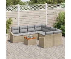 Sodo Sofų Rinkinys 9 vnt. Bežinė ir šviesiai pilka poliratanas