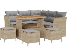 Sodo Sofų Rinkinys 9 pcs smėlio ir šviesiai pilkos spalvos