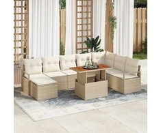 Sodo Sofų Rinkinys su pagalve 9 pcs Bežinė ir kreminė