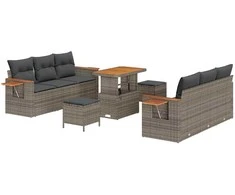 Sodo Sofų Rinkinys su pagalve 9 pcs Pilka