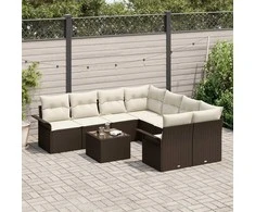 Lauko baldų komplektas Sodo Sofų Rinkinys 9 pcs Ruda Poli ratanas