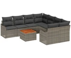 Lauko baldų komplektas Sodo Sofų Rinkinys su saugykla 9 pcs Pilka poliratanas