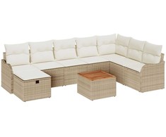 Sodo Sofų Rinkinys su pagalve 9 pcs Smėlio Poli ratanas