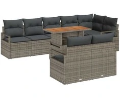 Sodo Sofų Rinkinys su pagalve su pagalve 9 pcs Pilka ir ruda