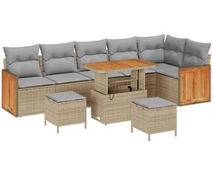 Sodo Sofų Rinkinys su pagalve 9 pcs Bežinė ir šviesiai pilka