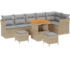 Sodo Sofų Rinkinys 9 pcs smėlio ir šviesiai pilkos spalvos
