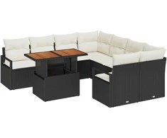 Sodo valgomojo komplektas su pagalve 9 pcs Juoda ir kreminė