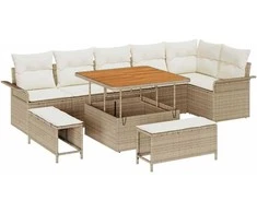 Sodo Sofų Rinkinys su pagalve 9 pcs Bežinė ir kreminė