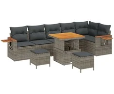 Sodo Sofų Rinkinys su pagalve 9 pcs Pilka
