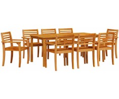 Lauko baldų komplektas Sodo valgomojo komplektas 9 pcs Ruda Kietos akacijos mediena