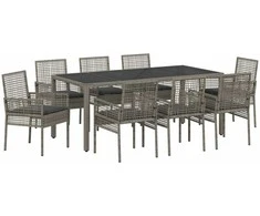 Lauko baldų komplektas Sodo valgomojo komplektas 9 pcs Pilka poliratanas