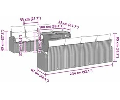 Sodo Sofų Rinkinys su pagalve 7 pcs Bežinė ir kreminė