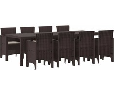 Lauko baldų komplektas Sodo valgomojo komplektas 9 pcs Ruda Polipropilenas