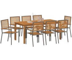 Lauko baldų komplektas Sodo valgomojo komplektas 9 pcs Pilka Kietos akacijos mediena
