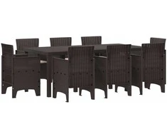 Lauko baldų komplektas Sodo valgomojo komplektas 9 pcs Ruda Polipropilenas