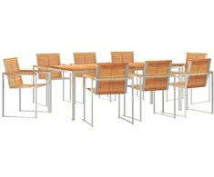Lauko baldų komplektas Sodo valgomojo komplektas 9 pcs Ruda Kietos akacijos mediena