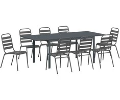 Lauko baldų komplektas Sodo valgomojo komplektas 9 pcs Antracitas Miltelinis plienas