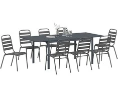 Lauko baldų komplektas Sodo valgomojo komplektas 9 pcs Antracitas Miltelinis plienas