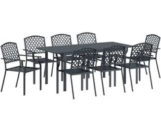 Lauko baldų komplektas Sodo valgomojo komplektas 9 pcs Antracitas Miltelinis plienas