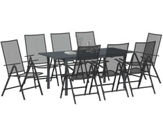 Lauko baldų komplektas Sodo valgomojo komplektas 9 pcs Antracitas Miltelinis plienas