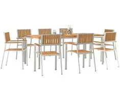 Lauko valgomojo komplektas 9 pcs Ruda Kieto teka medžio