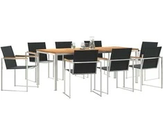 Lauko baldų komplektas Sodo valgomojo komplektas 9 pcs Ruda Kieto teka medžio