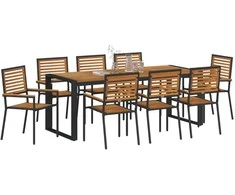 Sodo valgomojo komplektas 9 pcs Juoda ir Ruda poliratanas