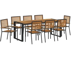 Sodo valgomojo komplektas 9 pcs Juoda ir Ruda poliratanas