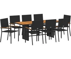 Sodo valgomojo komplektas 9 pcs Juoda poliratanas