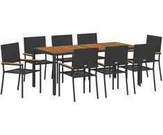 Sodo valgomojo komplektas 9 pcs Juoda poliratanas