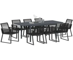 Sodo valgomojo komplektas 9 pcs Juoda poliratanas