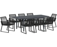Sodo valgomojo komplektas 9 pcs Juoda poliratanas