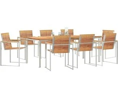Lauko baldų komplektas Sodo valgomojo komplektas 9 pcs Ruda Kieto teka medžio