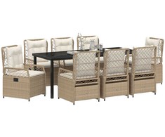 Sodo valgomojo komplektas 9 pcs Bežė ir kreminė balta