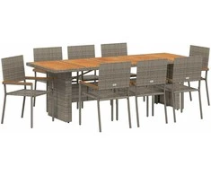 Lauko baldų komplektas Sodo valgomojo komplektas 9 pcs Pilka poliratanas