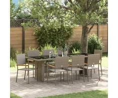 Lauko baldų komplektas Sodo valgomojo komplektas 9 pcs Pilka poliratanas