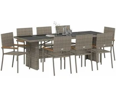 Lauko baldų komplektas Sodo valgomojo komplektas 9 pcs Pilka poliratanas