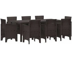 Lauko baldų komplektas Sodo valgomojo komplektas 9 pcs Ruda Polipropilenas