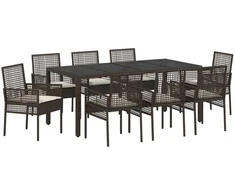 Lauko baldų komplektas Sodo valgomojo komplektas 9 pcs Ruda poliratanas
