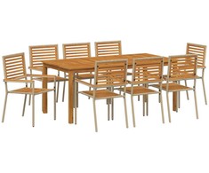 Lauko baldų komplektas Sodo valgomojo komplektas 9 pcs Smėlio Kietos akacijos mediena