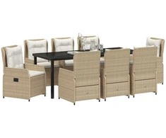 Sodo valgomojo komplektas 9 pcs Bežinė ir šviesiai pilka