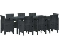 Lauko baldų komplektas Sodo valgomojo komplektas 9 pcs Antracito Polipropilenas