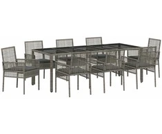 Lauko baldų komplektas Sodo valgomojo komplektas 9 pcs Pilka poliratanas