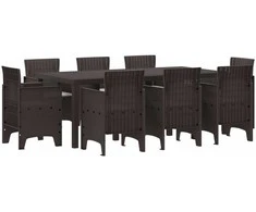 Lauko baldų komplektas Sodo valgomojo komplektas 9 pcs Ruda Polipropilenas