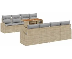 Sodo Sofų Rinkinys 7 pcs smėlio ir šviesiai pilkos spalvos