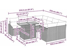 Sodo valgomojo komplektas su pagalve 9 pcs Bežinė ir kreminė
