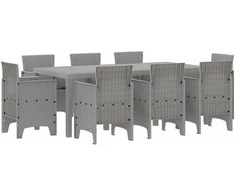 Lauko baldų komplektas Sodo valgomojo komplektas 9 pcs Šviesiai pilka Polipropilenas