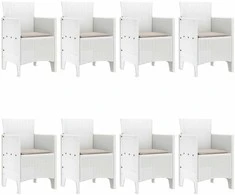 Lauko baldų komplektas Sodo valgomojo komplektas 9 pcs Balta Polipropilenas