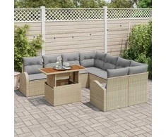 Sodo Sofų Rinkinys 9 pcs smėlio ir šviesiai pilkos spalvos