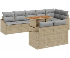 Sodo Sofų Rinkinys su pagalve su pagalve 9 pcs Bežinė ir pilka
